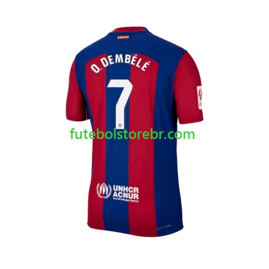 Camisa FC Barcelona Ousmane Dembele 7 I 2023-2024 manga curta pro Masculina