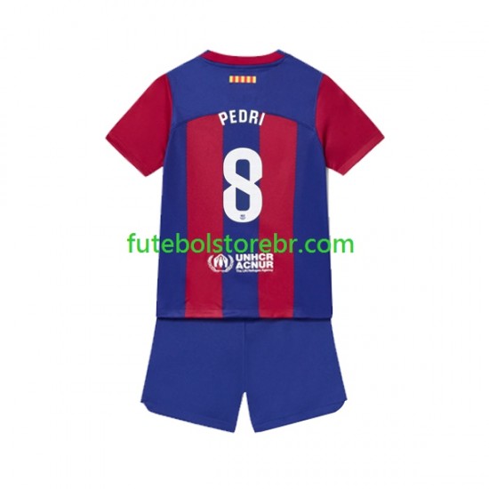 Camisa FC Barcelona Pedri 8 I 2023-2024 manga curta pro Juvenil