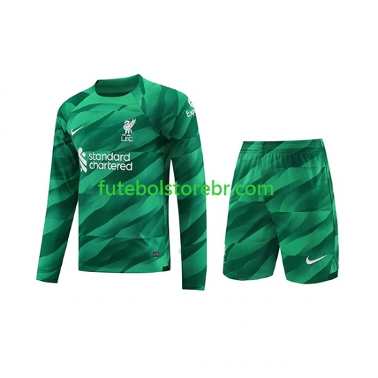 Camisa Goleiro Liverpool I 2023-2024 manga longa pro Juvenil