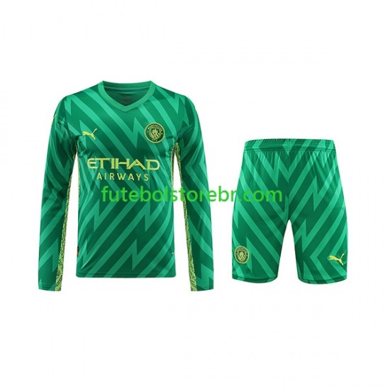 Camisa Goleiro Manchester City I 2023-2024 manga longa pro Juvenil