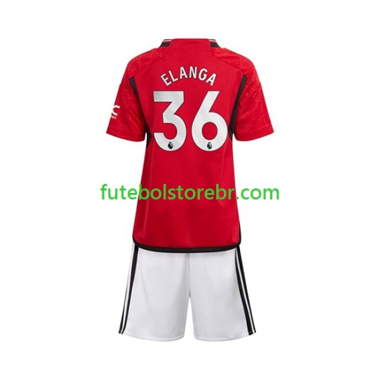 Camisa Manchester United Anthony Elanga 36 I 2023-2024 manga curta pro Juvenil