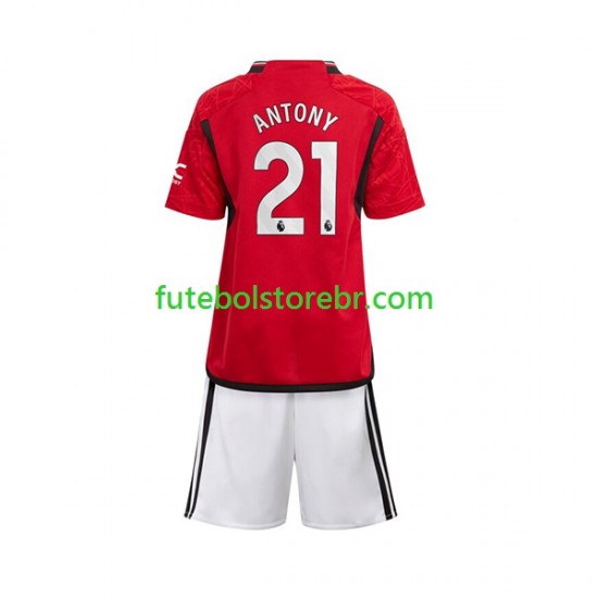 Camisa Manchester United Antony Matheus 21 I 2023-2024 manga curta pro Juvenil