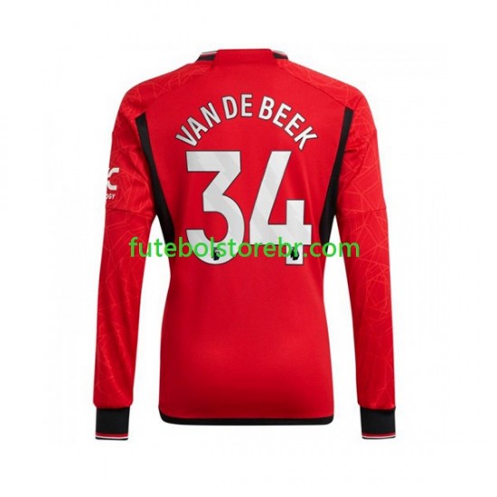 Camisa Manchester United Donny van de Beek 34 I 2023-2024 manga longa pro Masculina