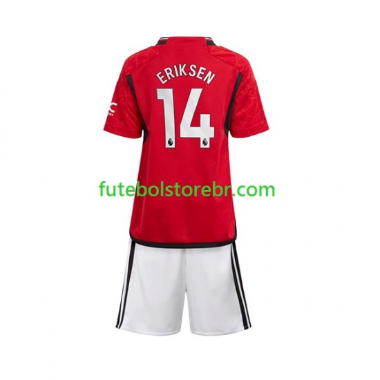 Camisa Manchester United Eriksen 14 I 2023-2024 manga curta pro Juvenil