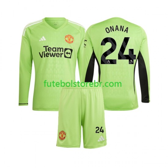 Camisa Goleiro Manchester United Andre Onana 24 I 2023-2024 manga longa pro Juvenil