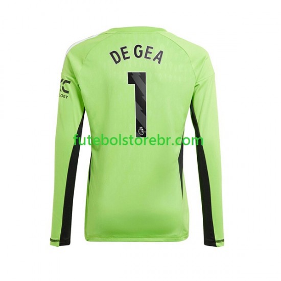 Camisa Goleiro Manchester United De Gea 1 I 2023-2024 manga longa pro Masculina