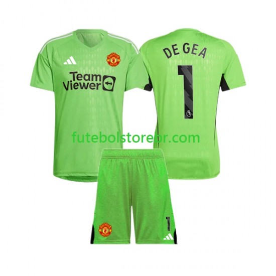 Camisa Goleiro Manchester United De Gea 1 I 2023-2024 manga curta pro Juvenil