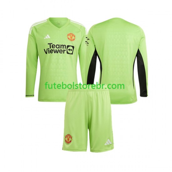 Camisa Goleiro Manchester United I 2023-2024 manga longa pro Juvenil