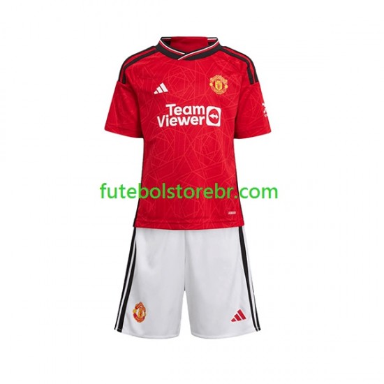 Camisa Manchester United I 2023-2024 manga curta pro Juvenil