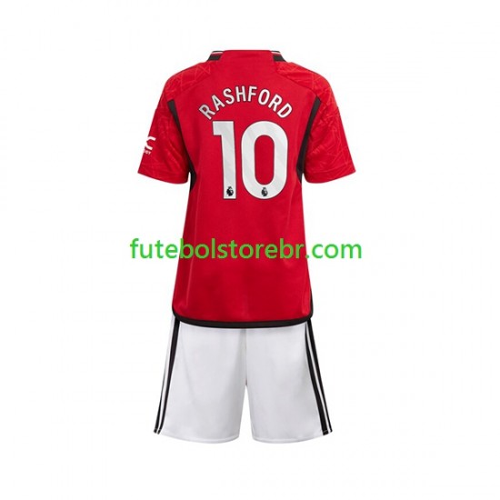 Camisa Manchester United Marcus Rashford 10 I 2023-2024 manga curta pro Juvenil