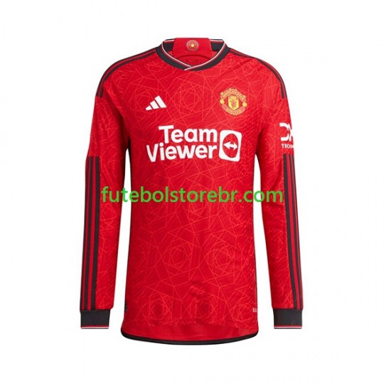 Camisa Manchester United Mount 7 I 2023-2024 manga longa pro Masculina