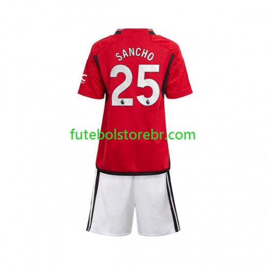 Camisa Manchester United Sancho 25 I 2023-2024 manga curta pro Juvenil