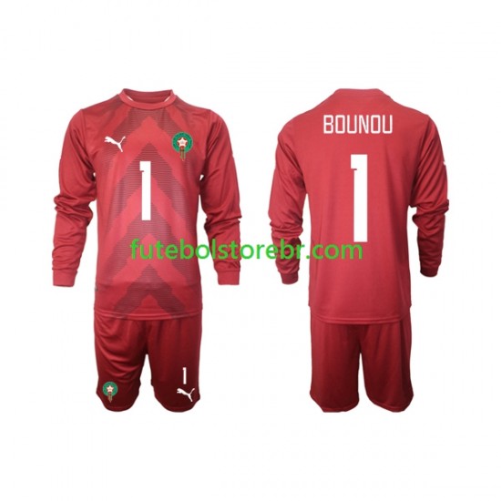 Camisa Goleiro Marrocos Yassine Bounou 1 I 2022 manga longa pro Juvenil