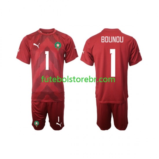 Camisa Goleiro Marrocos Yassine Bounou 1 I 2022 manga curta pro Juvenil