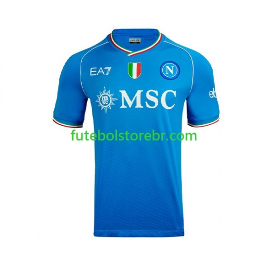 Camisa Napoli I 2023-2024 manga curta pro Masculina