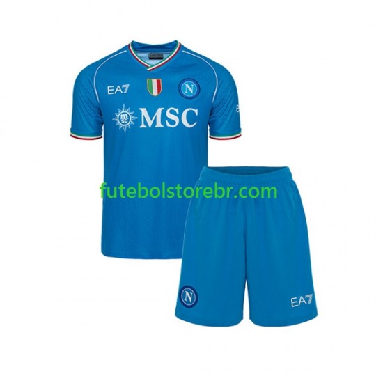 Camisa Napoli I 2023-2024 manga curta pro Juvenil