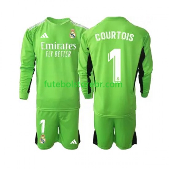 Camisa Goleiro Real Madrid Thibaut Courtois 1 I 2023-2024 manga longa pro Juvenil