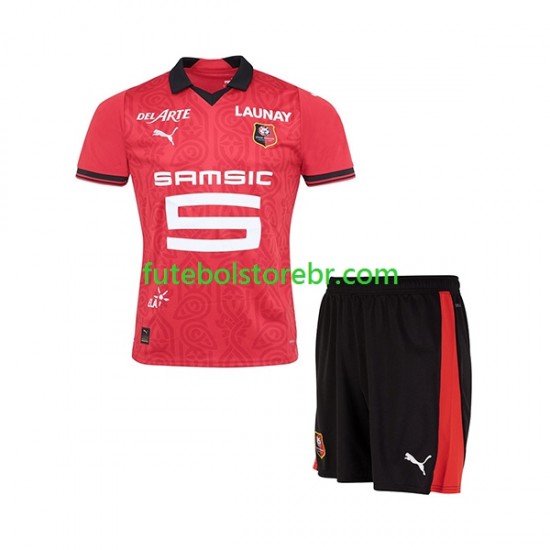 Camisa Stade Rennais I 2023-2024 manga curta pro Juvenil