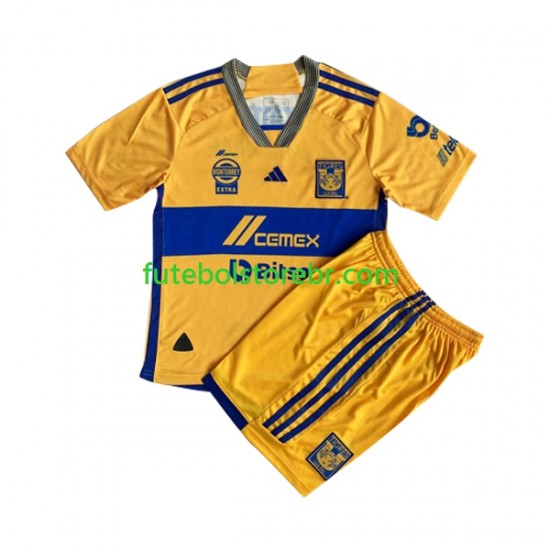 Camisa Tigres UANL I 2023-2024 manga curta pro Juvenil