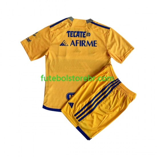 Camisa Tigres UANL I 2023-2024 manga curta pro Juvenil