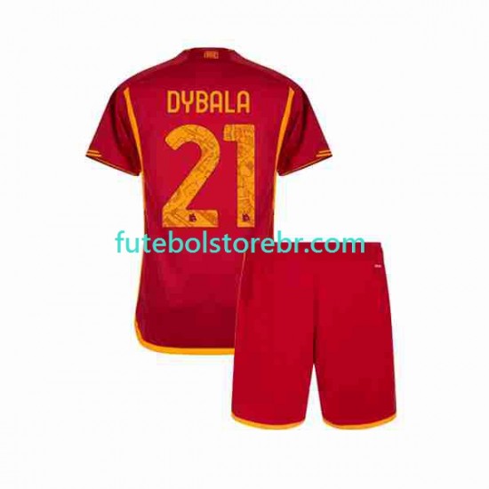 Camisa AS Roma Paulo Dybala 21 I 2023-2024 manga curta pro Juvenil