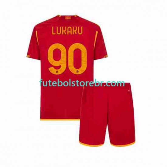 Camisa AS Roma Romelu Lukaku 90 I 2023-2024 manga curta pro Juvenil