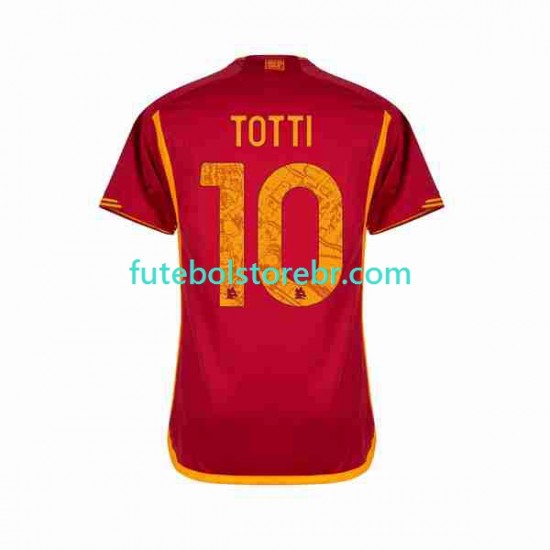 Camisa AS Roma Totti 10 I 2023-2024 manga curta pro Masculina