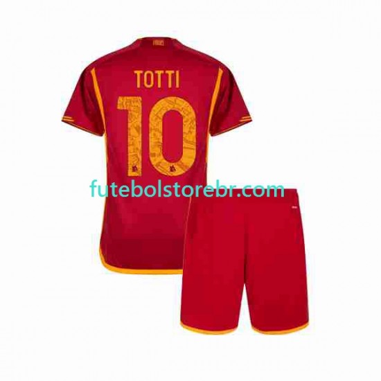 Camisa AS Roma Totti 10 I 2023-2024 manga curta pro Juvenil