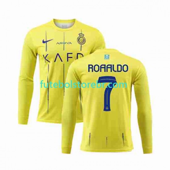 Camisa Al-Nassr Ronaldo 7 I 2023-2024 manga longa pro Masculina