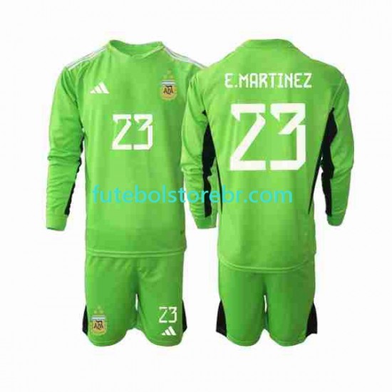 Camisa Goleiro Argentina Emiliano Martinez 23 I Copa Do Mundo 2022 manga longa pro Juvenil