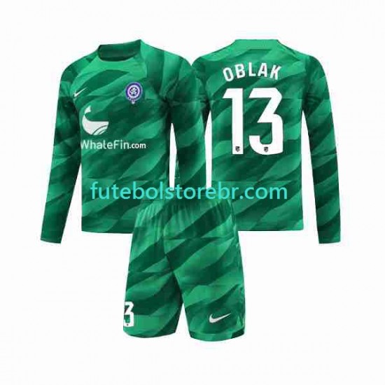 Camisa Goleiro Atlético de Madrid Jan Oblak 13 II 2023-2024 manga longa pro Juvenil