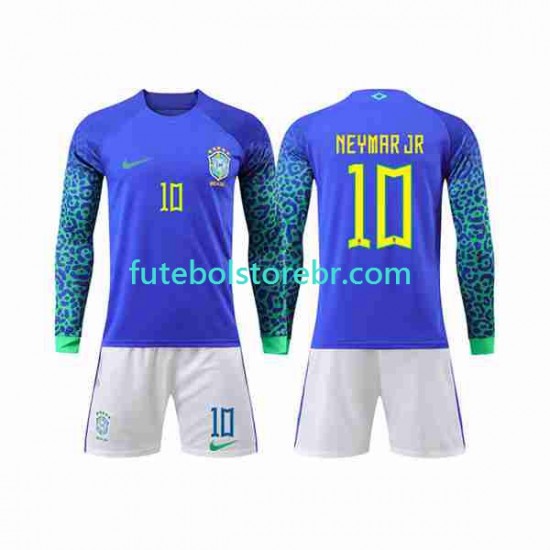 Camisa Brasil Neymar Jr 10 II Copa Do Mundo 2022 manga longa pro Juvenil