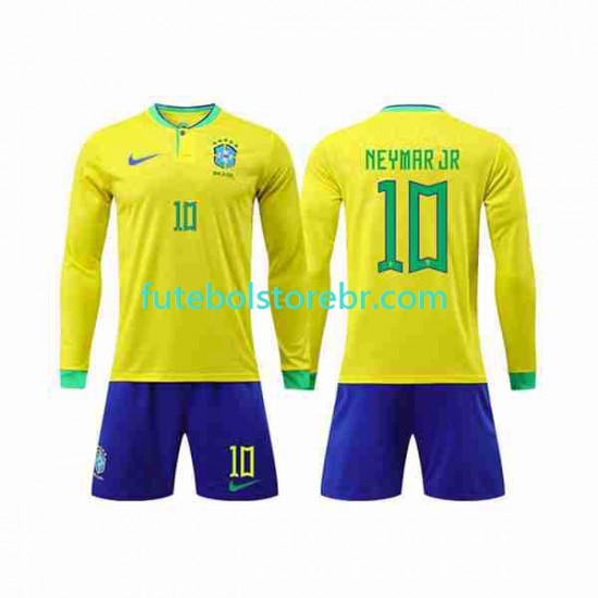 Camisa Brasil Neymar Jr 10 I Copa Do Mundo 2022 manga longa pro Juvenil