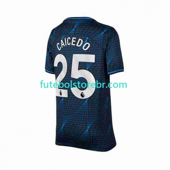 Camisa Chelsea Moises Caicedo 25 II 2023-2024 manga curta pro Masculina