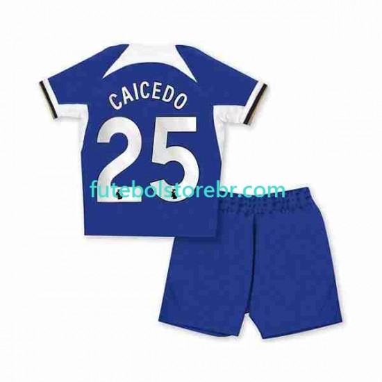 Camisa Chelsea Moises Caicedo 25 I 2023-2024 manga curta pro Juvenil