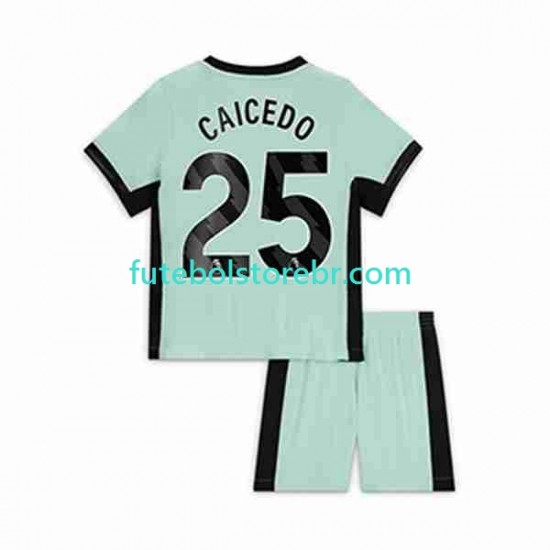 Camisa Chelsea Moises Caicedo 25 III 2023-2024 manga curta pro Juvenil