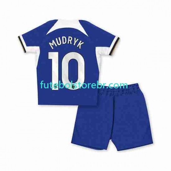 Camisa Chelsea Mykhaylo Mudryk 10 I 2023-2024 manga curta pro Juvenil