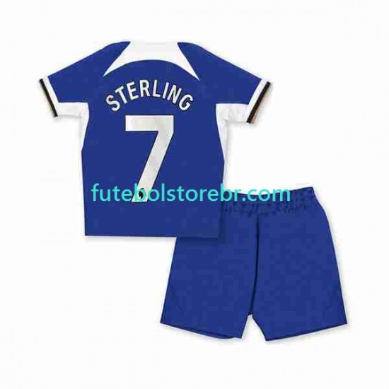 Camisa Chelsea Raheem Sterling 7 I 2023-2024 manga curta pro Juvenil