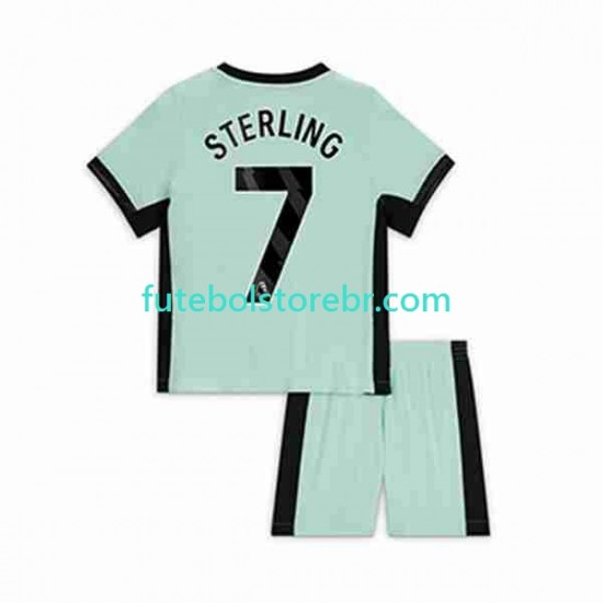 Camisa Chelsea Raheem Sterling 7 III 2023-2024 manga curta pro Juvenil