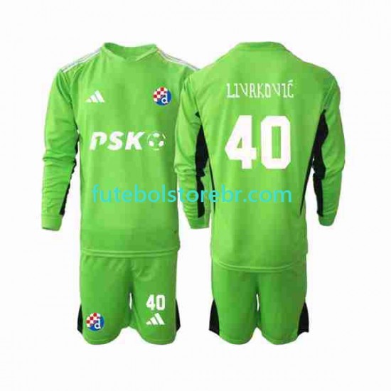 Camisa Goleiro Dinamo Zagreb Livakovic 40 I 2023-2024 manga longa pro Juvenil