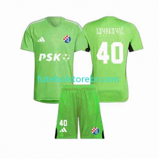 Camisa Goleiro Dinamo Zagreb Livakovic 40 I 2023-2024 manga curta pro Juvenil