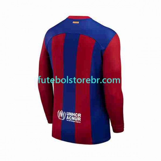 Camisa FC Barcelona I 2023-2024 manga longa pro Masculina