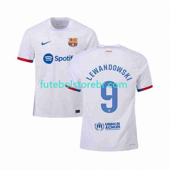 Camisa FC Barcelona LEWANDOWSKI 9 II 2023-2024 manga curta pro Masculina