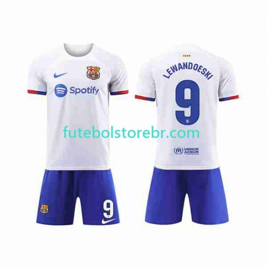 Camisa FC Barcelona LEWANDOWSKI 9 II 2023-2024 manga curta pro Juvenil