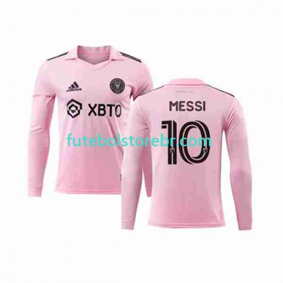 Camisa Inter Miami Lionel Messi 10 I 2023-2024 manga longa pro Masculina