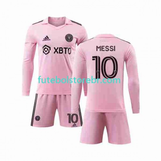 Camisa Inter Miami Lionel Messi 10 I 2023-2024 manga longa pro Juvenil