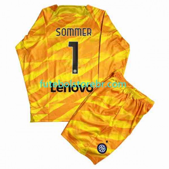 Camisa Goleiro Internazionale Sommer 1 I 2023-2024 manga longa pro Juvenil