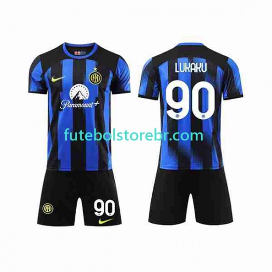 Camisa Internazionale Lukaku 90 I 2023-2024 manga curta pro Juvenil