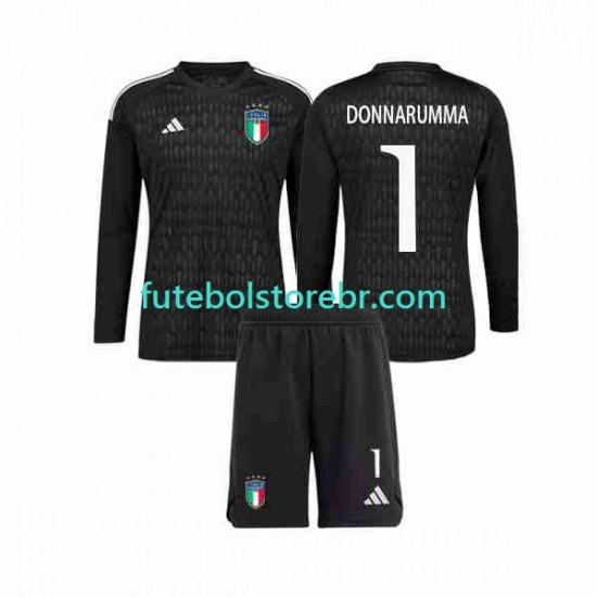 Camisa Goleiro Itália Donnarumma 1 II 2023 manga longa pro Juvenil