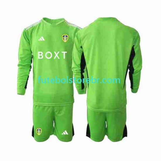 Camisa Goleiro Leeds United I 2023-2024 manga longa pro Juvenil